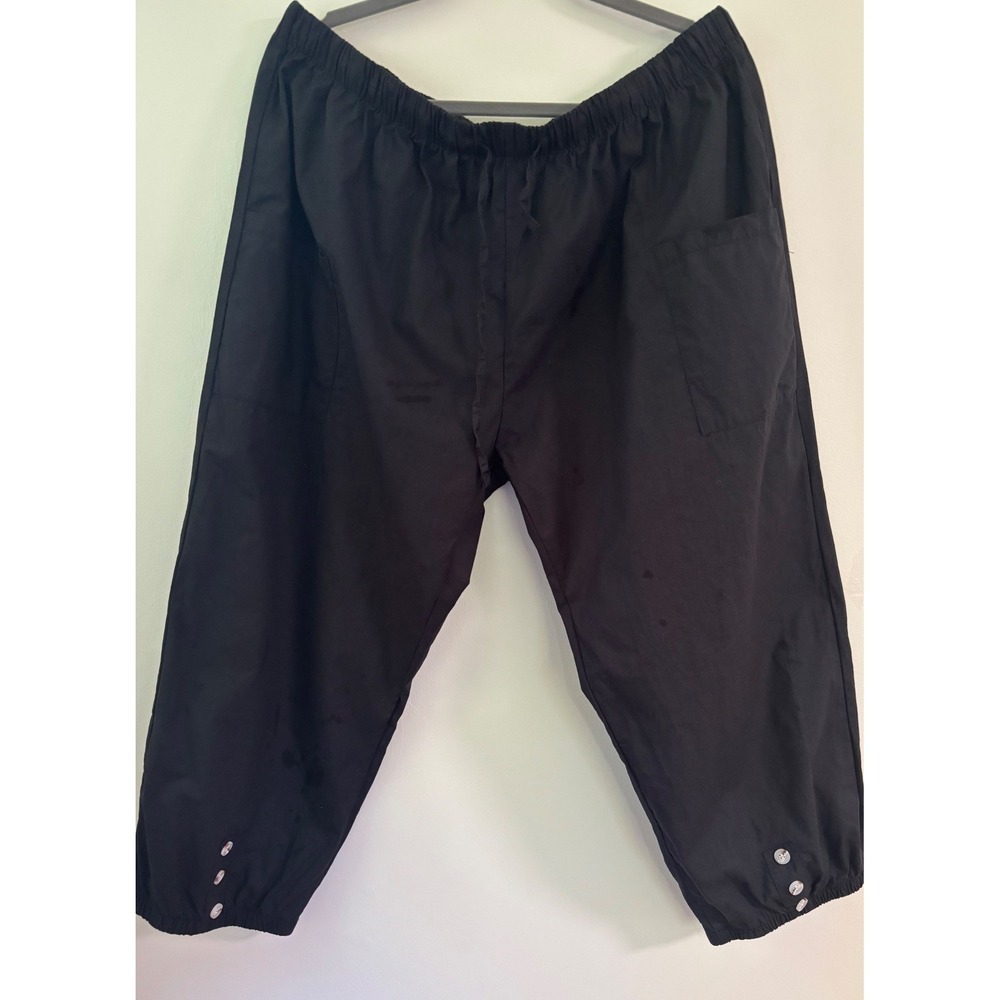 Black Bloomer Pants Button Hem Sz 3XL Boho Lagenlook Coastal Casual